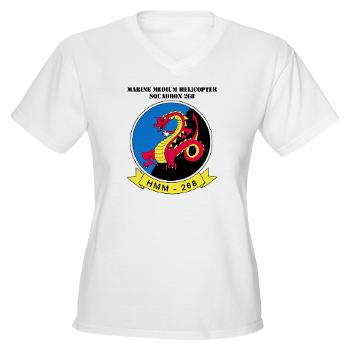MMHS268 - A01 - 04 - Marine Medium Helicopter Squadron 268 with Text - Women's V-Neck T-Shirt